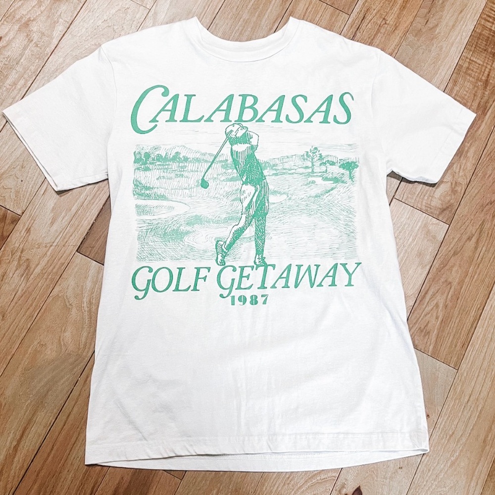 Vintage Calabasas Golf 1987 White and Green Graphic Tee Small